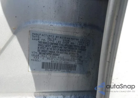 2015 Nissan Sentra Fe+ S/S/Sl/Sr/Sv z USA, uszkodzony, nr VIN 3N1AB7AP9FL665867